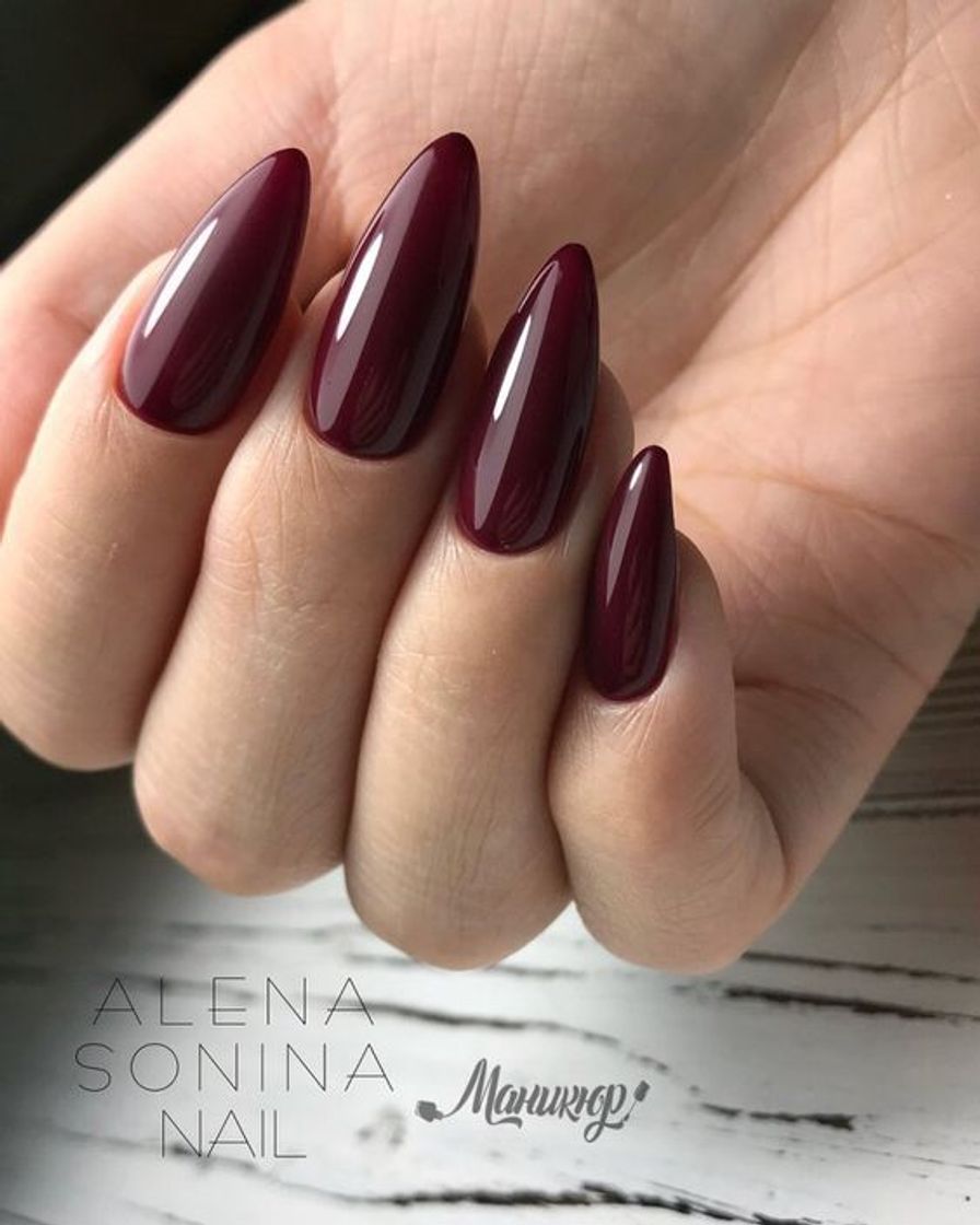Social Dark Red Stiletto nails uploaded by Mayjya on We Heart It