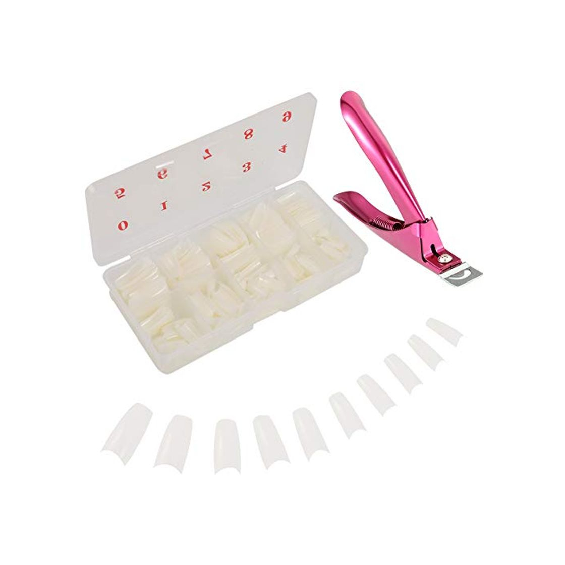 Social upain 500 Piezas Uñas Postizas Francesa 10 Tamaños Tips Uñas Falsas Puntas de Uñas Artificiales Acrílico Natural Francesas Uñas con Cortaúñas Falsos para Manicura y Diseños Uñas DIY