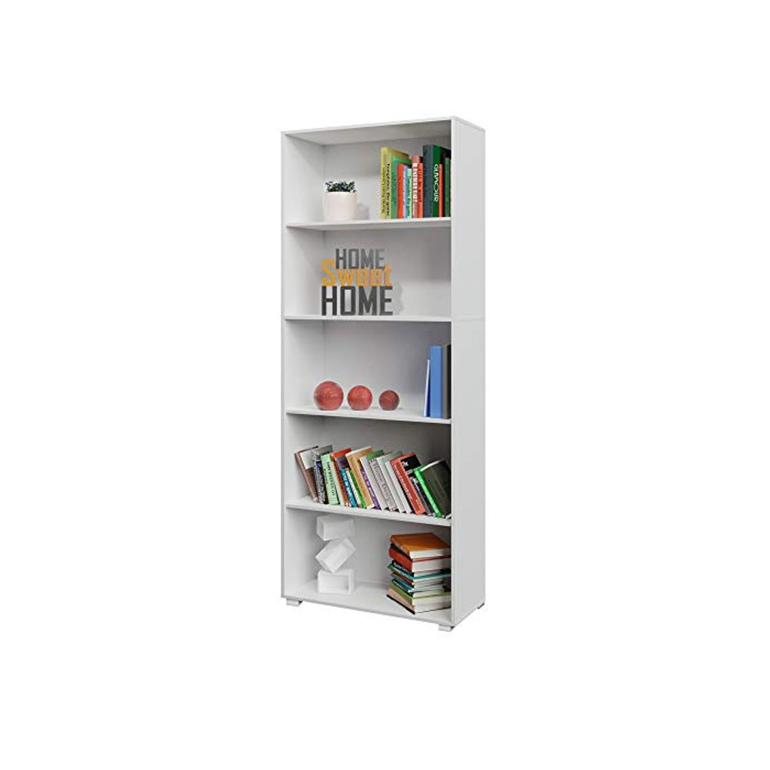 Social Deuba Estantería libreria biblioteca "Vela" Blanco de 5 estantes 190 cm mueble de almacenaje oficina dormitorio salón