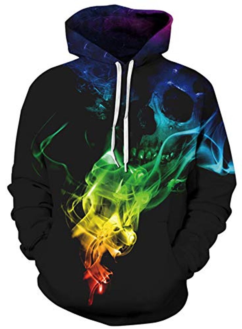 Lugar Loveternal Unisex Flaming Cráneo 3D Impreso Colorido Sudaderas con Capucha para Niños