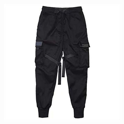 diirm Pantalones Cargo para Hombre Cintas Harem Joggers Pantalones de Hip Hop Harajuku Pantalones Deportivos