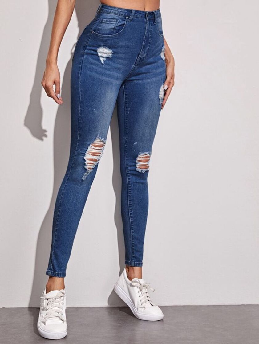 Moda High-Waisted Ripped Skinny Jeans | SHEIN USA