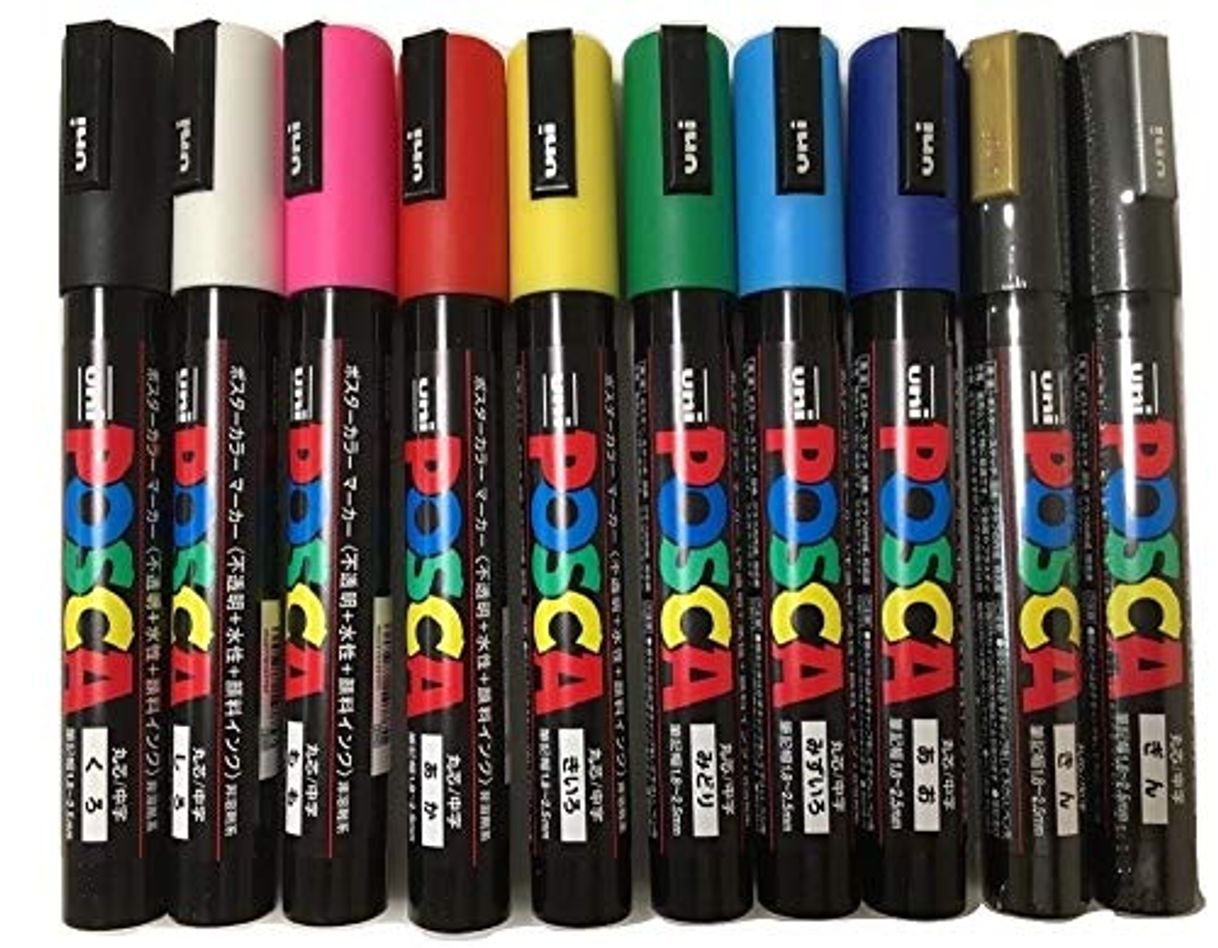 Social Uni-Ball POSCA PC-5M [10 Pen Set] includes 1 of each - Black