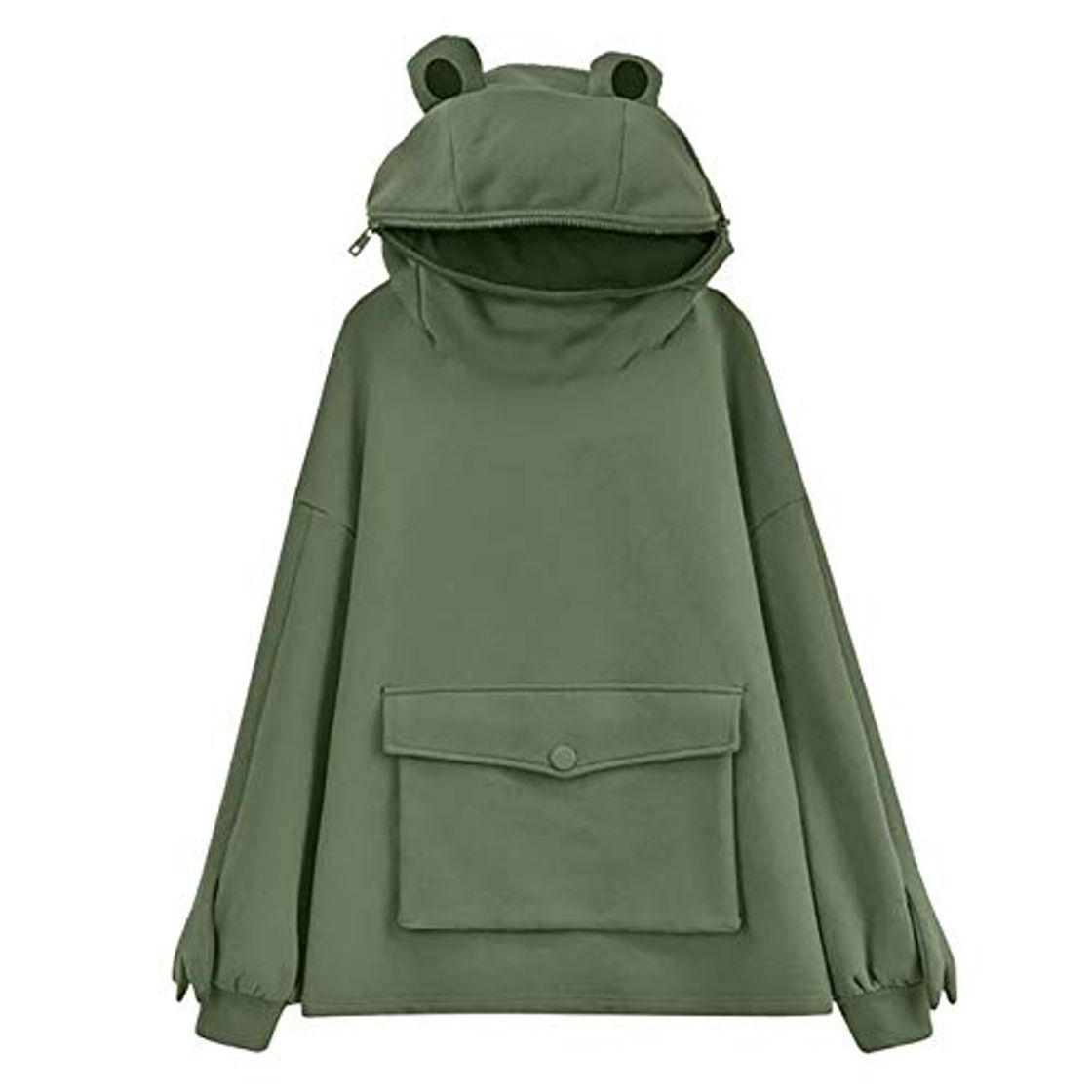 Fashion ZS ZHISHANG Frog Winter Fleece Hoodies Warm Thick Loose Oversized Sweatshirt Hooded Pullover Soft Teens