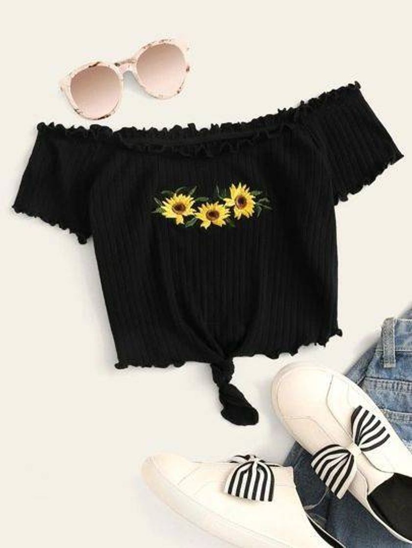 Moda Cropped Girassol 🌻