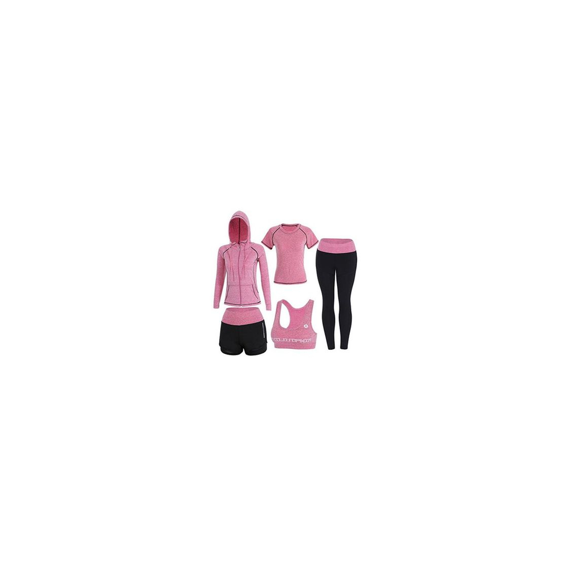 Social BOTRE 5 Piezas Conjuntos Deportivos para Mujer Chándales Ropa de Correr Yoga