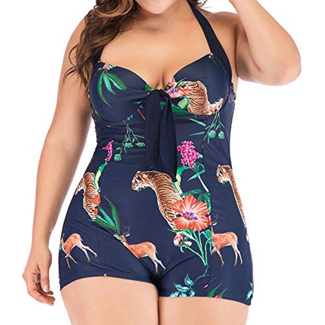 Moda Cczxfcc Women Plus Size Print Swimsuit High Waist Summer Casual Two