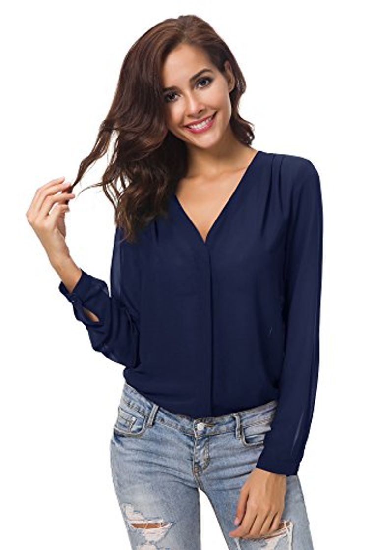 Product MISS MOLY Mujer Blusa de Mangas Cortas y Dobladillo con Ribete Cintura