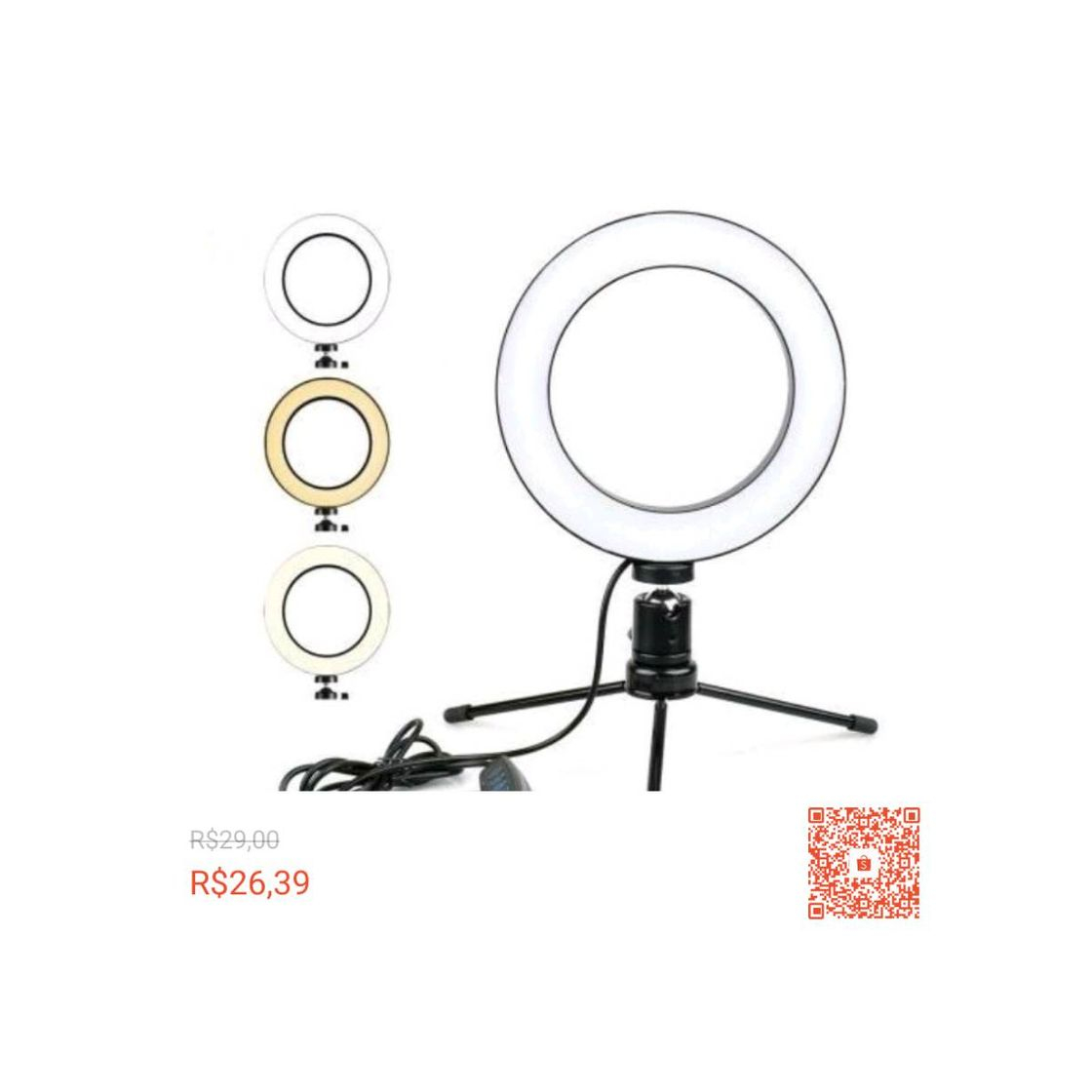 Product Ring Light Led Mesa Iluminador Pequena Tripé 6 Polegada 16cm