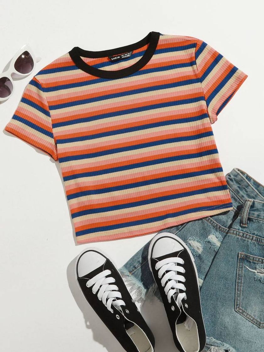 Social Malhado Listrado ocasional Camiseta