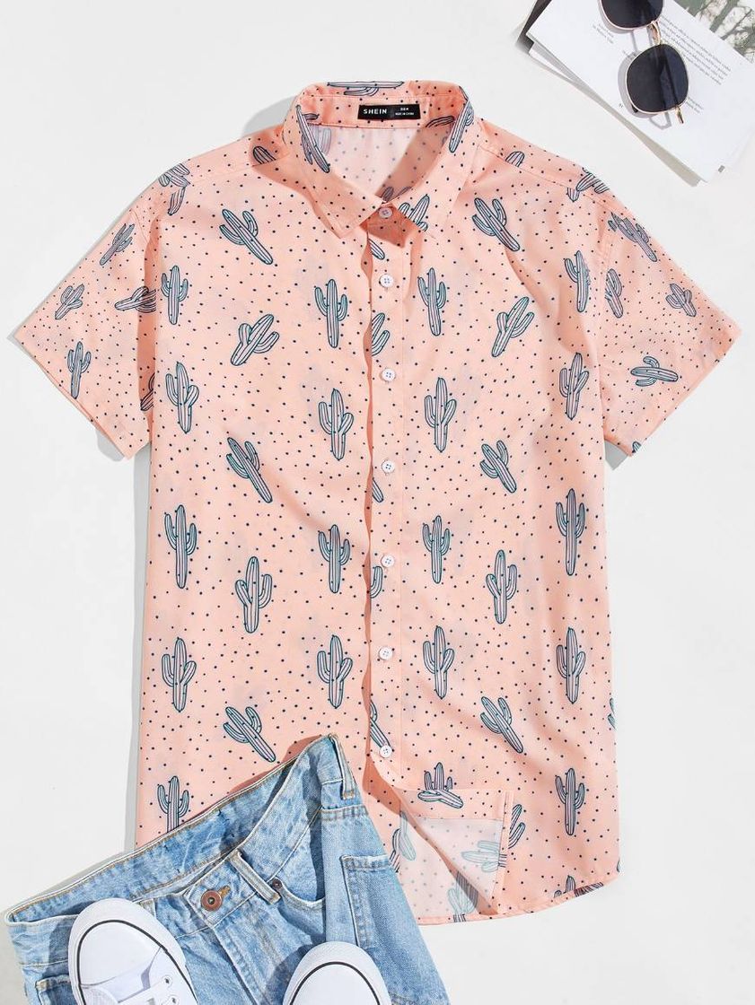 Social Rosa Bébé Butões na frente Plantas Férias Camisa