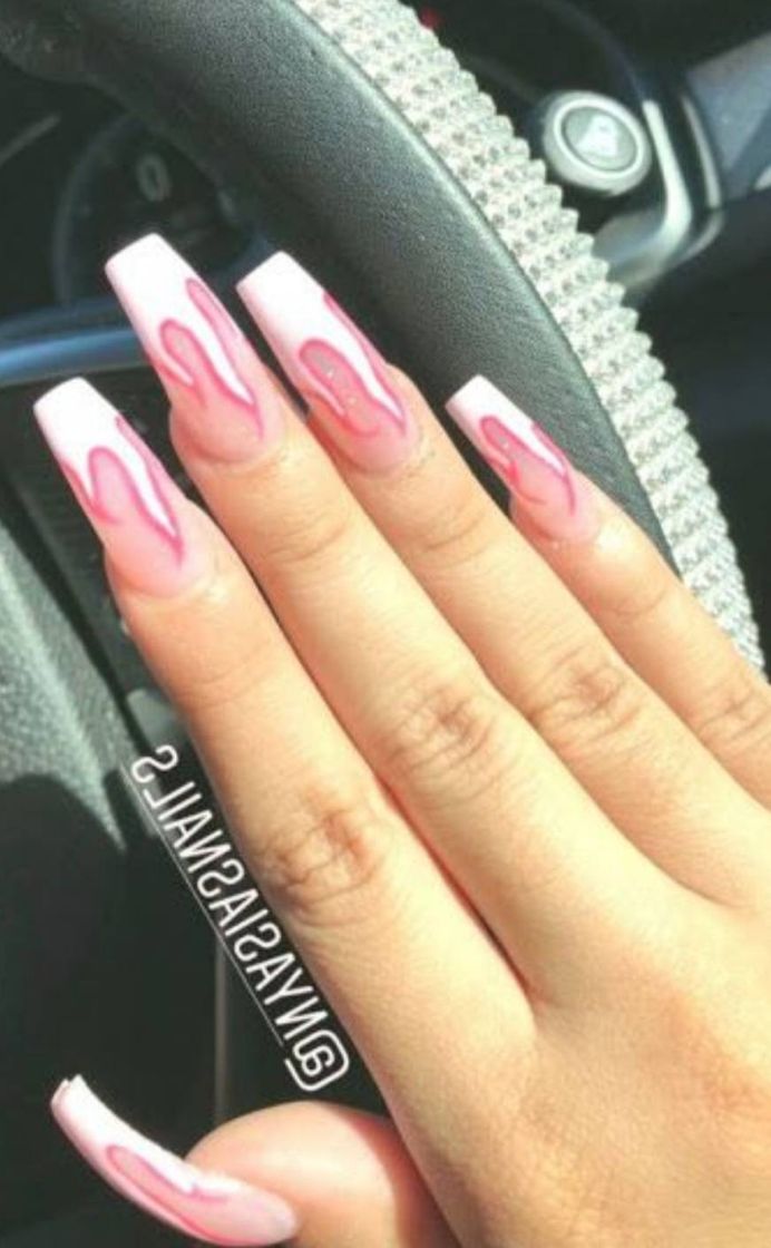 Fashion Unhas fogo rosa💖💞