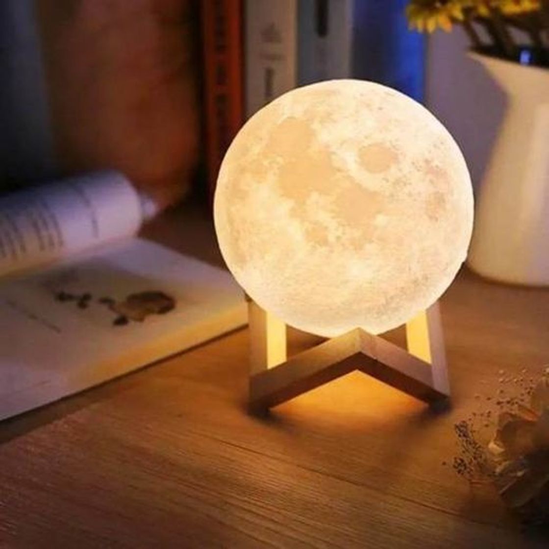 Social Luminaria 3D Touch Lua Cheia Abajur LED Decoracao USB RGB

