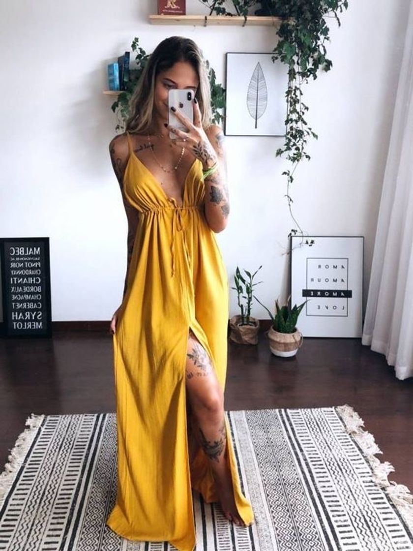 Moda Vestido longo - Amarelo