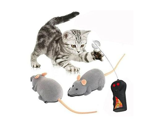 Cisixin Juguete Rata Gato con Control Remoto Inalámbrico para Gatos Perros Animales