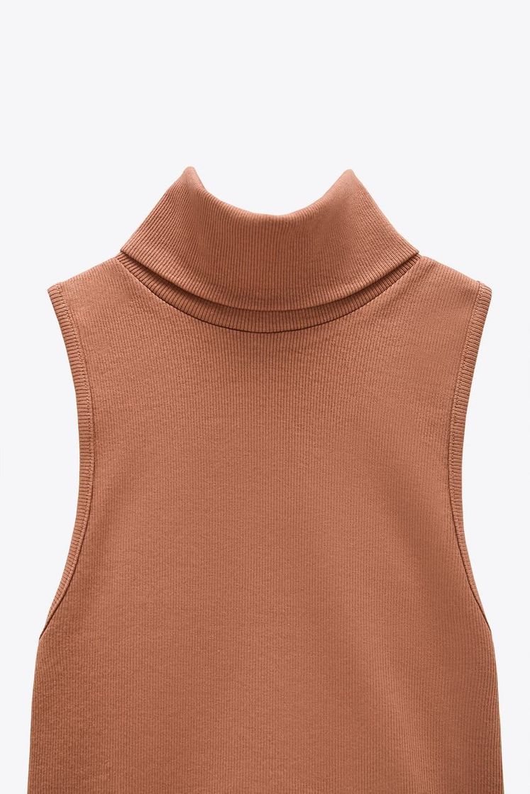 Fashion HIGH COLLAR RIBBED TOP | ZARA