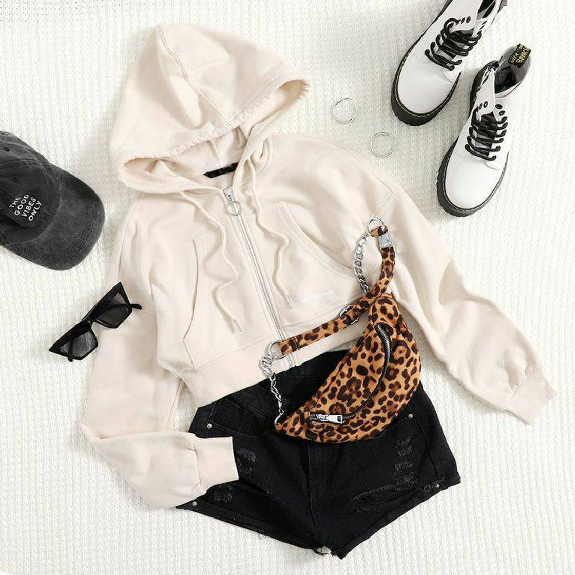 Fashion drop shoulder patch pocket zipper up hooded