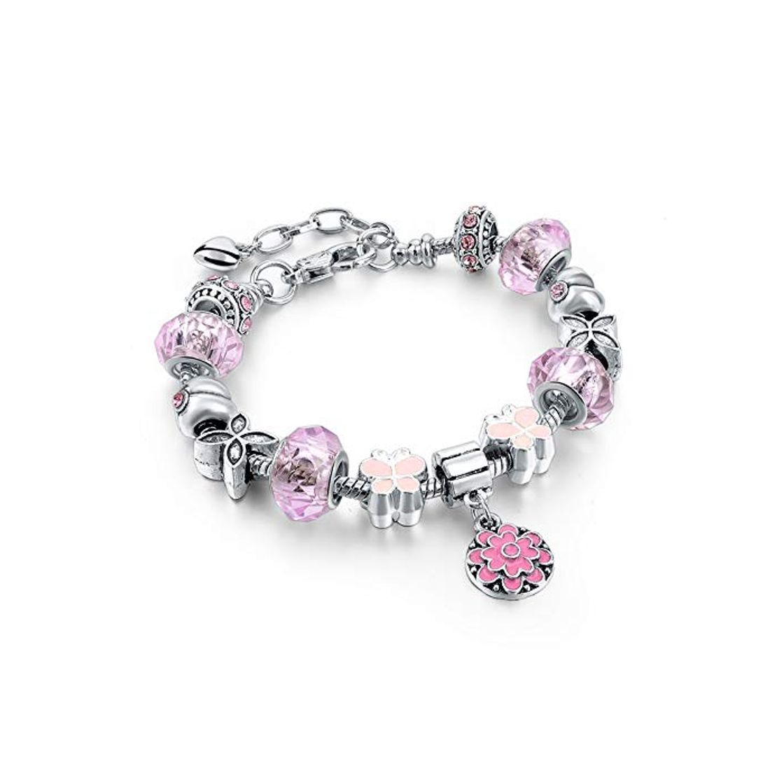 Fashion Genrics Pulseras De Cadena De Serpiente para Las Mujeres Rosa Cristal Encantos Oro Pulseras De Plata Pulseira