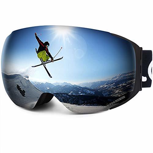 Products LEMEGO Gafas de Esquí, Gafas de Snowboard Sin Marco magnético Intercambiable 100%