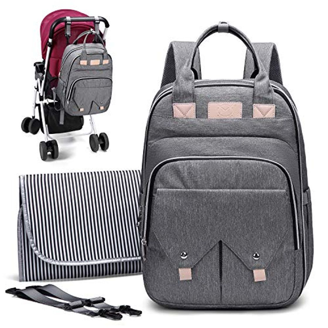 Social Myhozee Mochila Bebé, Impermeable Pañaleras Mochila Maternidad Bolso Carrito de Viaje para