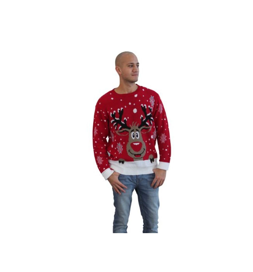Social CelebLook Hombre Vintage Reno De Navidad Suéter Cuello Redondo suéter pulóver -
