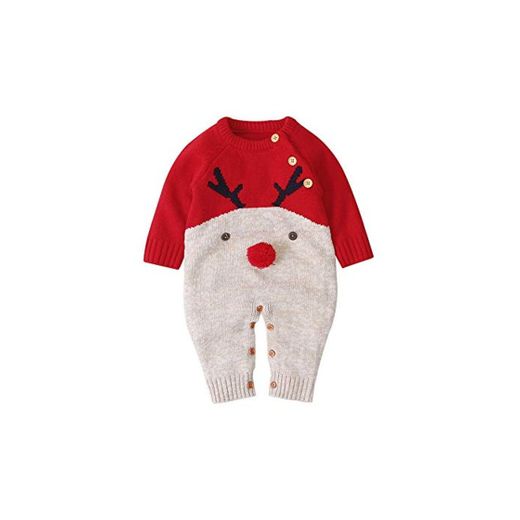 Mono Suéter de Navidad Bebé Recién Nacido Unisex Pelele Pijama Punto Una