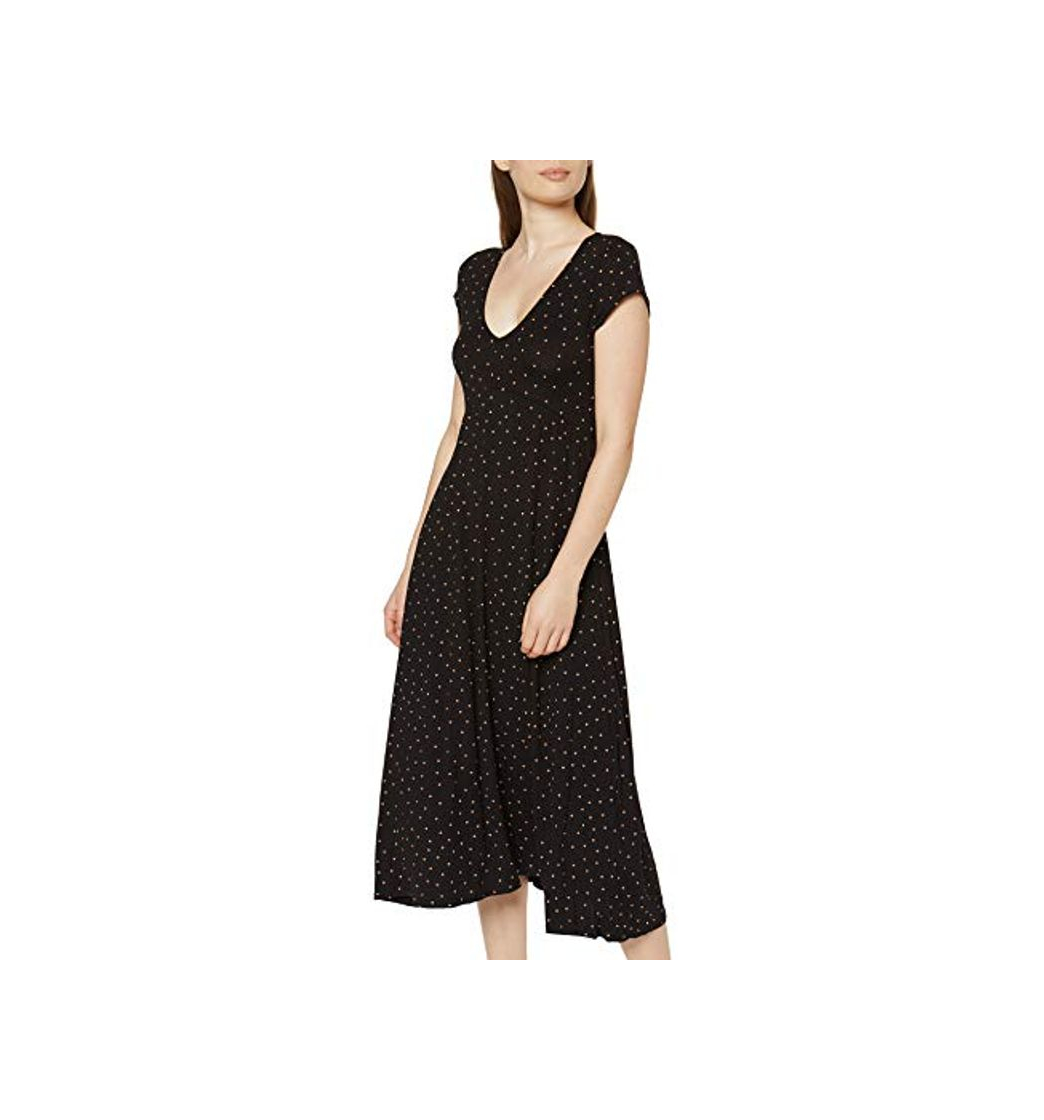 Moda New Look Carol Spot Empire JSY Midi:9:s8 Vestido, Negro