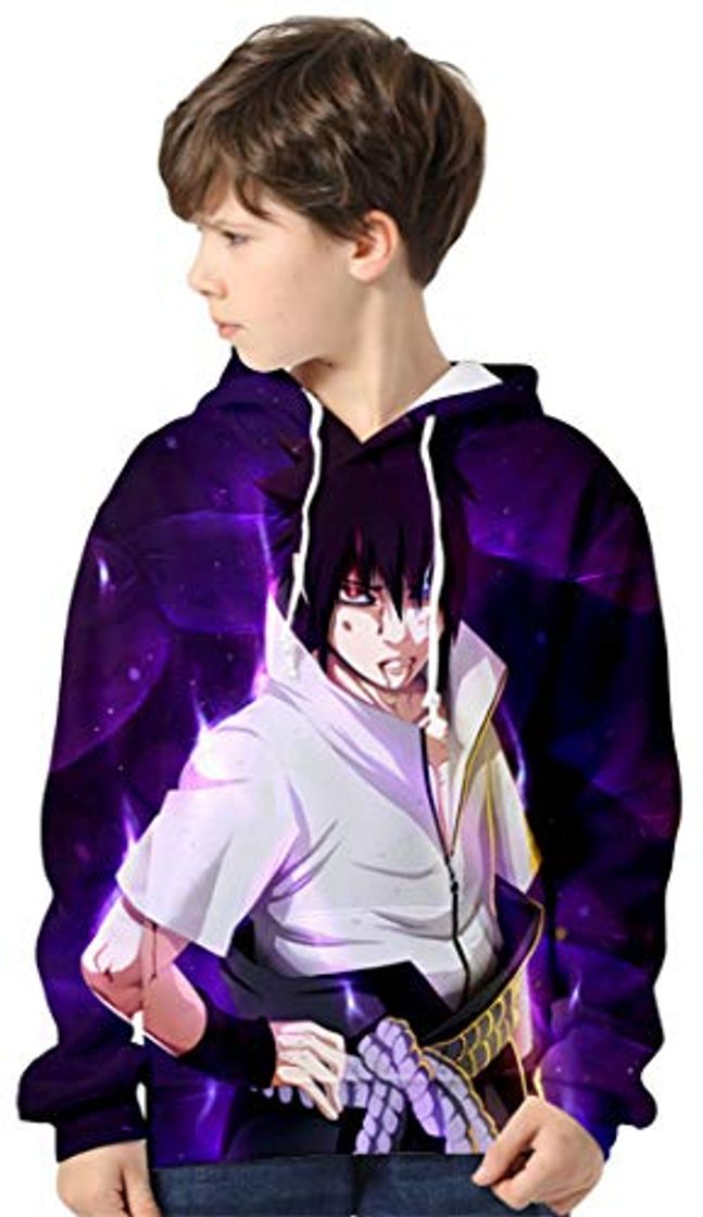 Moda Silver Basic Sudadera con Capucha Naruto Impresa en 3D para Niños y