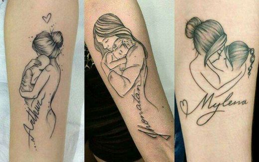 Tatuagem pra homenagear mães e filhos 