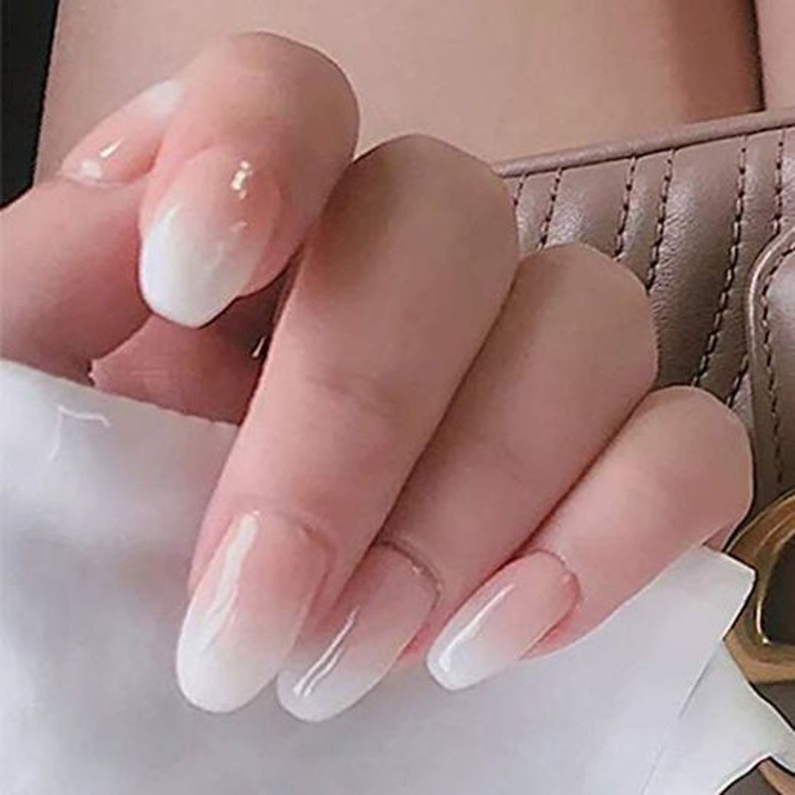 Social Brishow uñas postizas gradiente lechoso uñas postizas largas bailarina Stick on Nails cubierta completa acrílico uñas postizas 24 piezas para mujeres y niñas