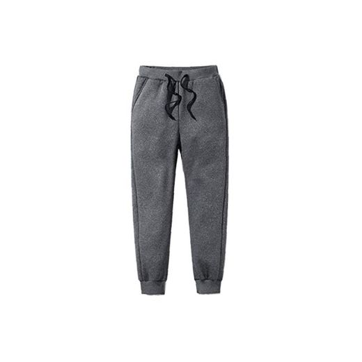 LAANCOO Cálido Casual Pantalones Térmicos de Forro Polar Gris Cachemira Forrado Pantalones de Chándal de Invierno para Hombres M