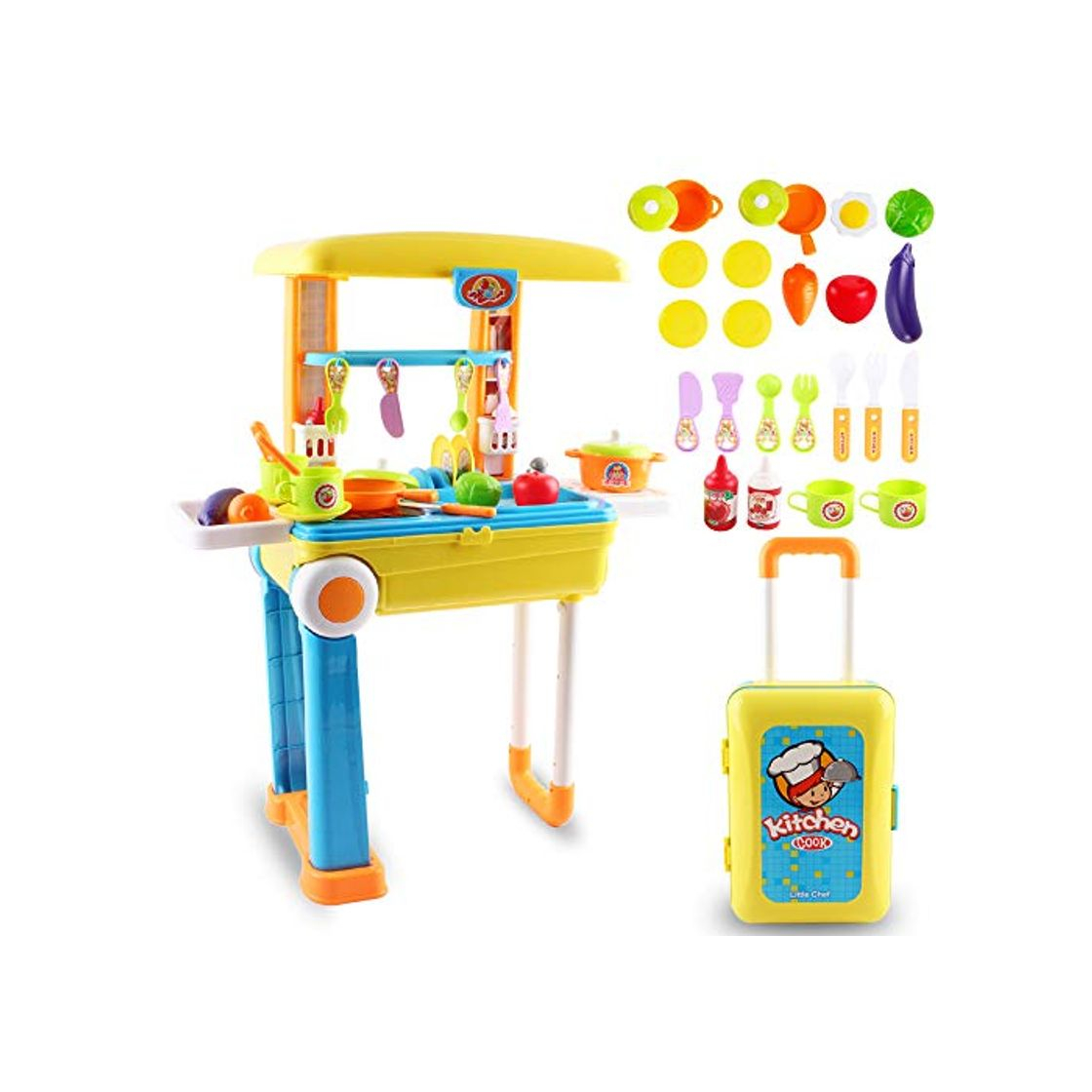 Products deAO Pequeño Chef Set de Cocinita Plegable en Maleta Convertible Maletín de