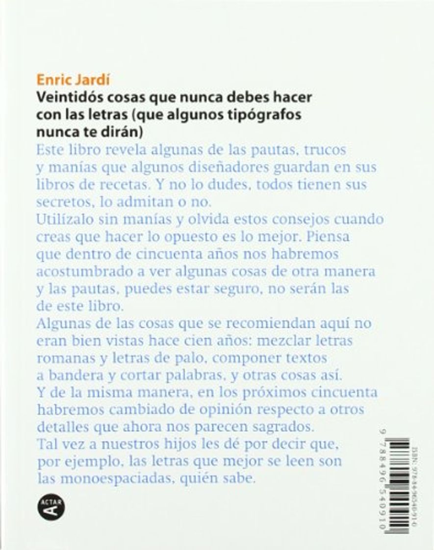 Libro Veintidós consejos sobre tipografía