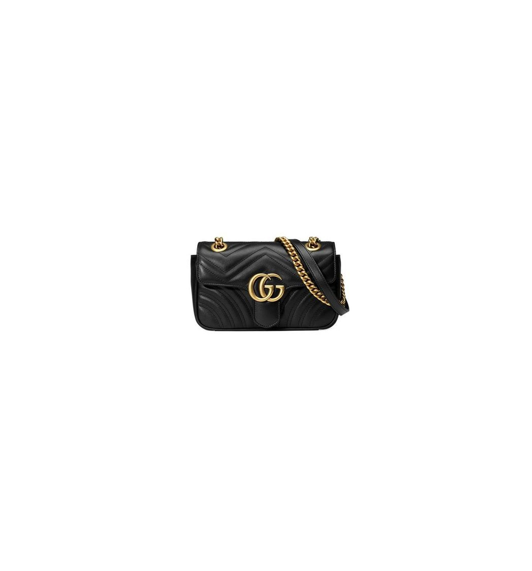 Product Black Leather GG Marmont Small Matelassé Shoulder Bag With ...