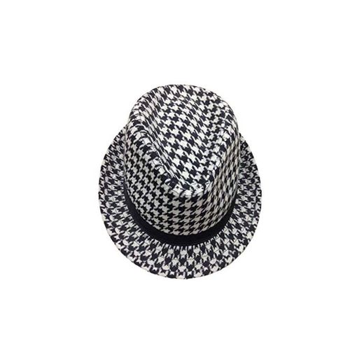 WEHQ Cuadros de Pata de Gallo Retro para Mujer Sombreros de Fieltro Feminino Cappelli Sombreros Chapeus Vintage Panamá