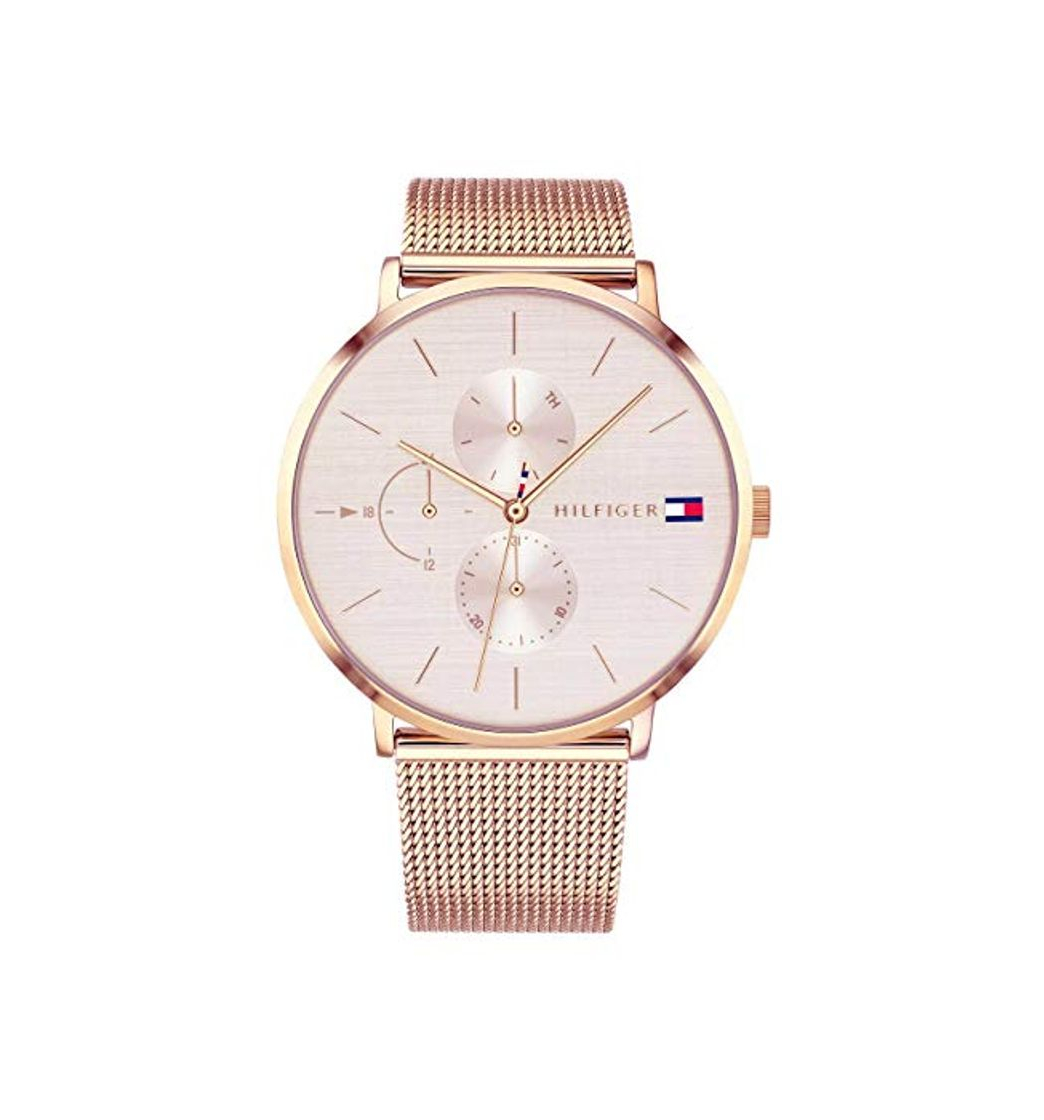 Social Tommy Hilfiger Reloj Multiesfera para Mujer de Cuarzo con Correa en Oro