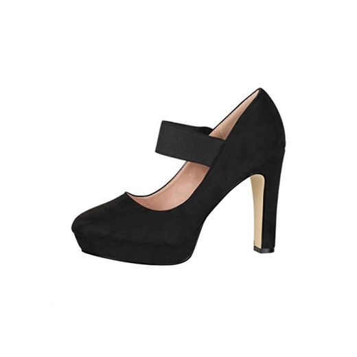 Elara Zapato de Tacón Alto con Correa Mujer Vintage Chunkyrayan Negro E22500