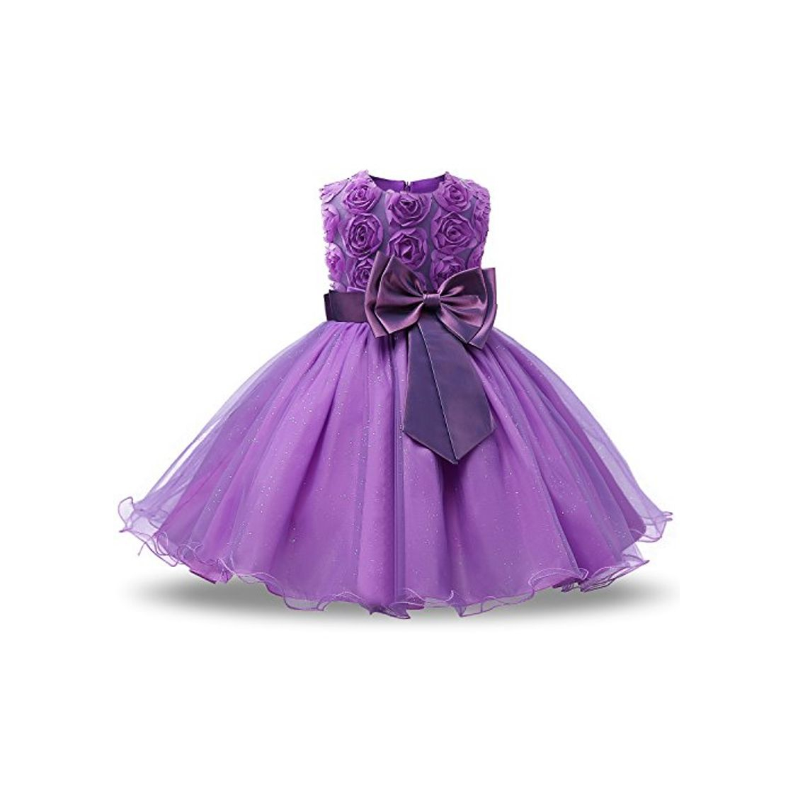 Moda NNJXD Vestido de Fiesta de Princesa con Encaje de Flor de 3D