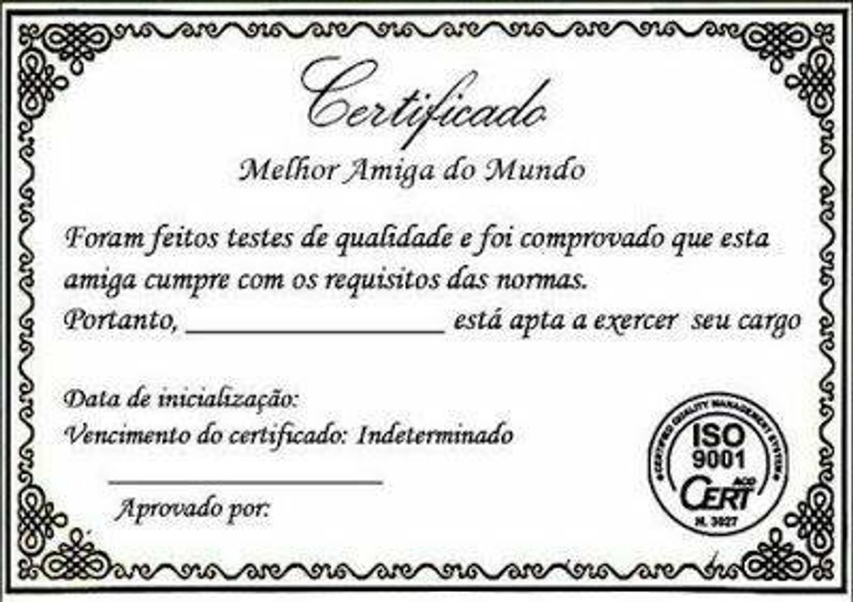 Fashion Certificado de melhor amiga