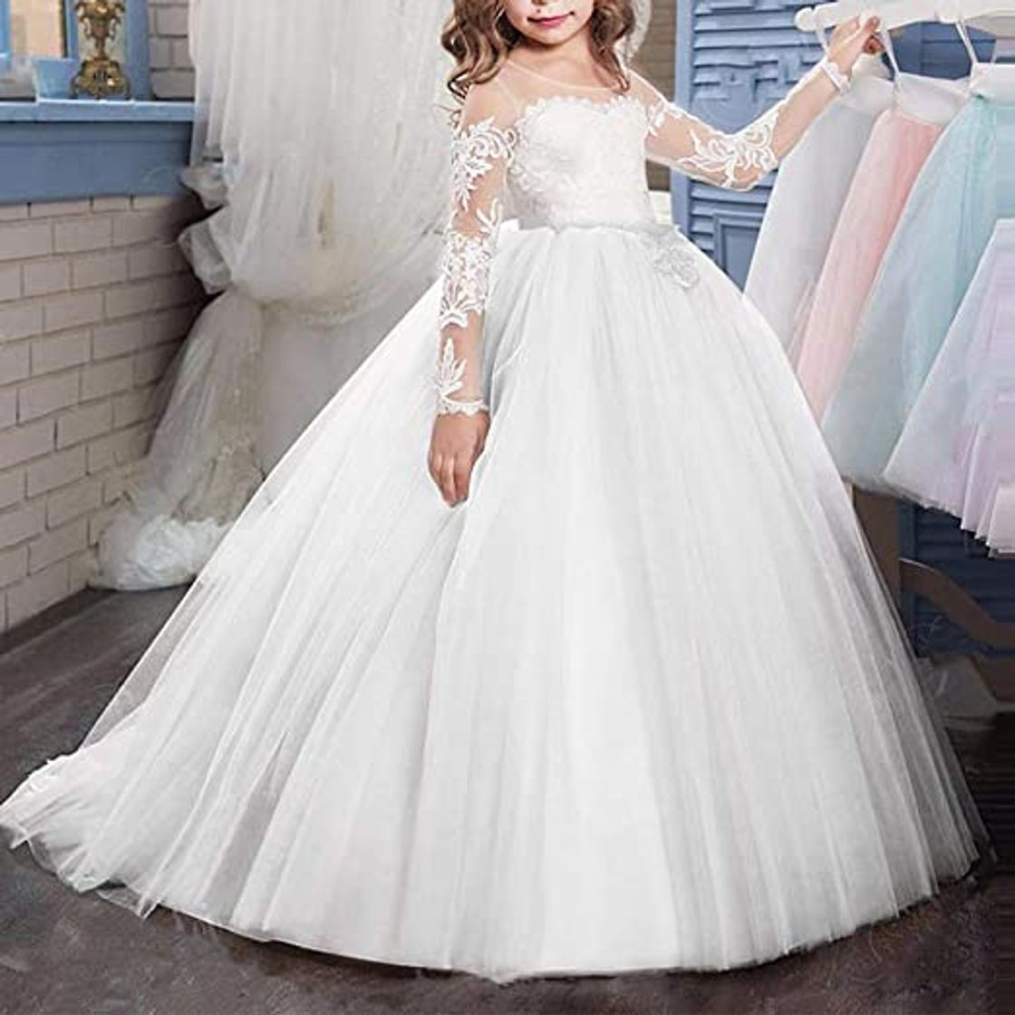 Moda IBTOM CASTLE Vestido de niña de Flores para la Boda Niñas Niños