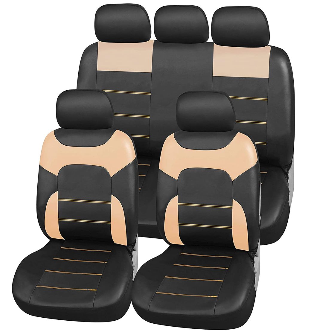 Upgrade4cars Fundas Asientos Coche Universales Negro Gris para Delanteros y Traseros