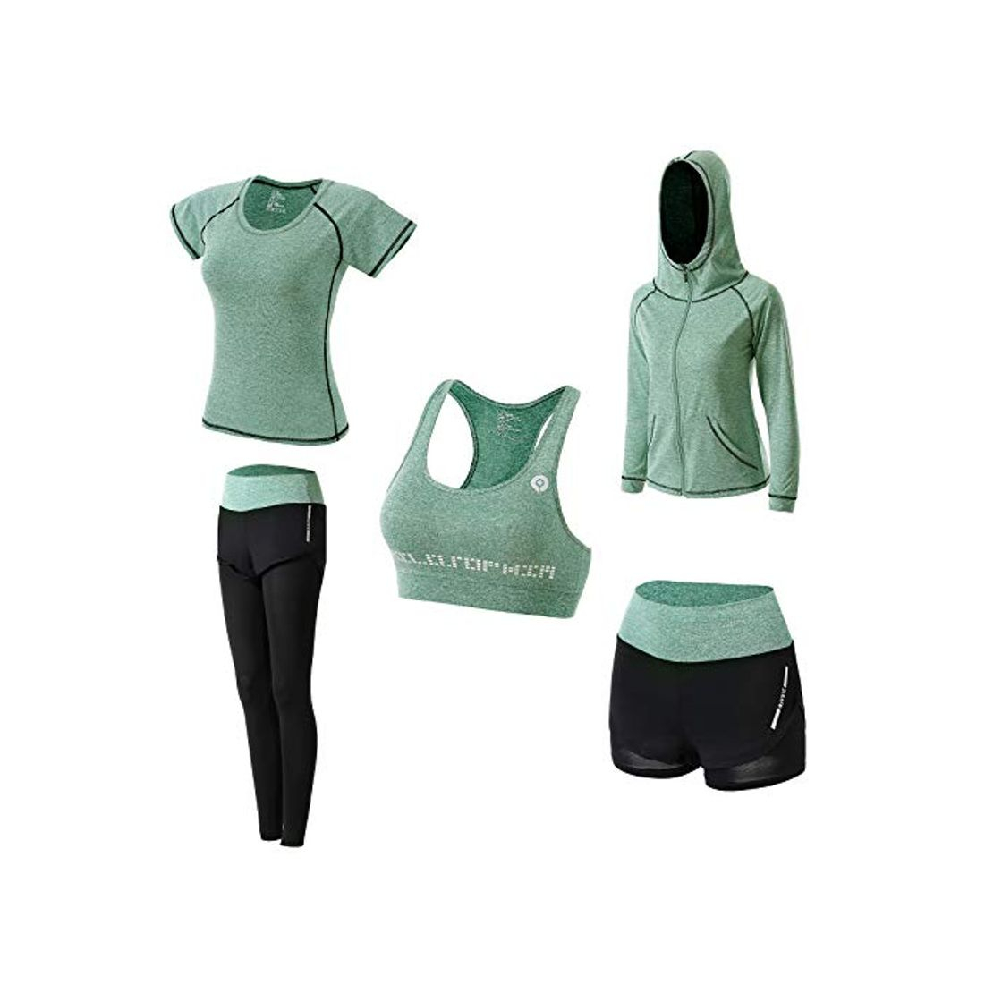 Moda Ropa Deportiva Mujer, 5set Traje Camiseta para Deporte Yoga Gimnasia Sports Incluye