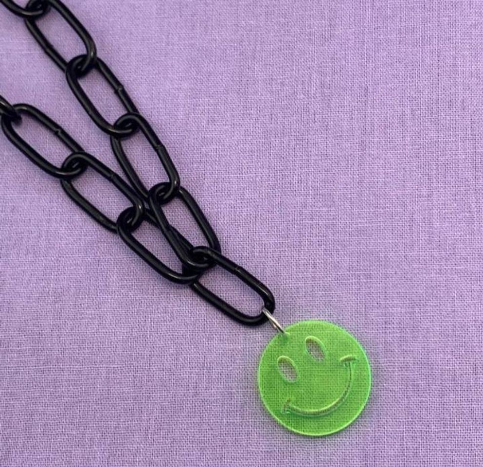 Moda Neon Green Smiley Black Chain 