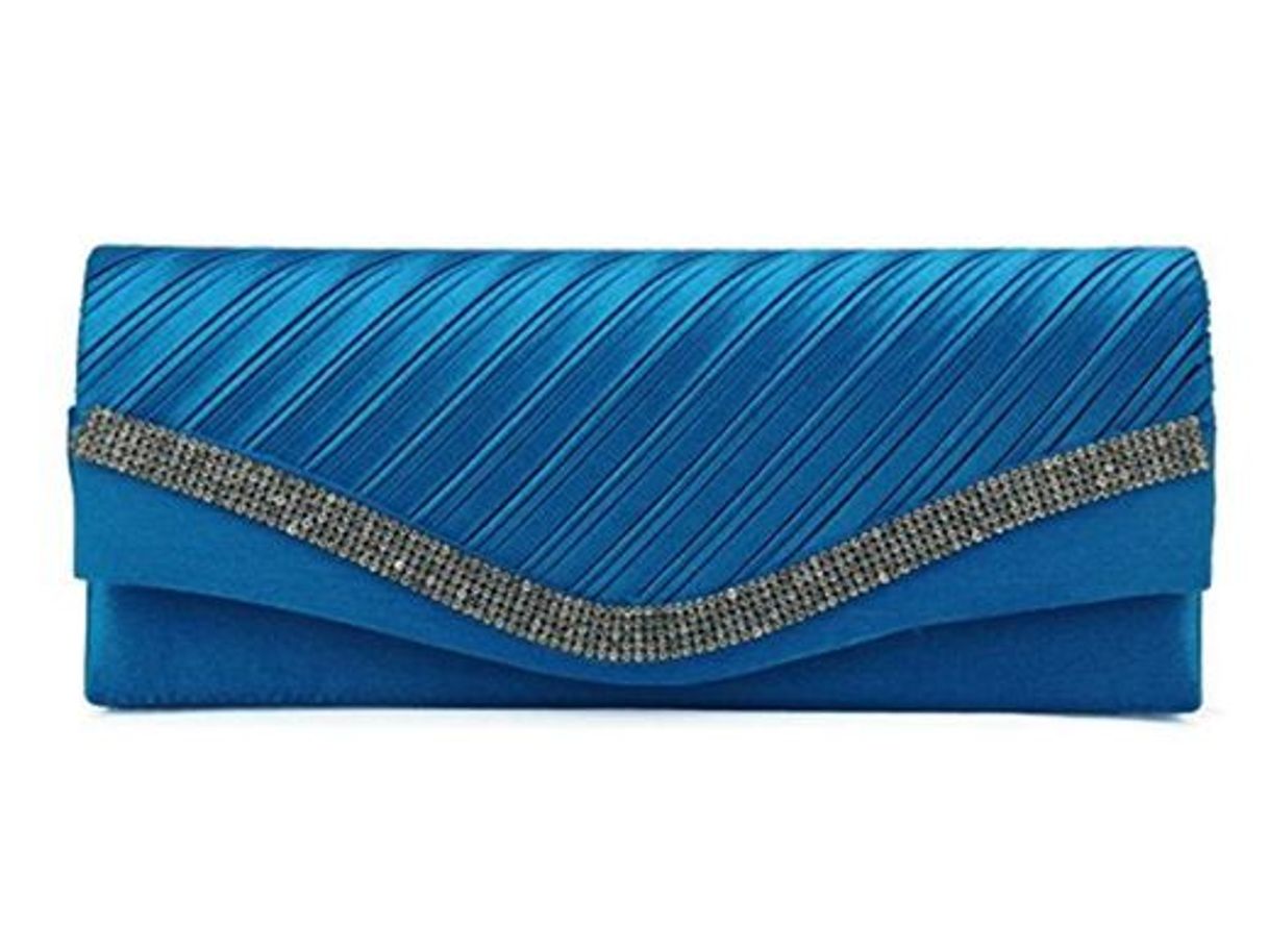 Moda Acess Blue Diamante Clutch Bag