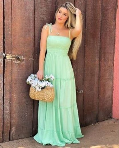 vestido longo lastex verde