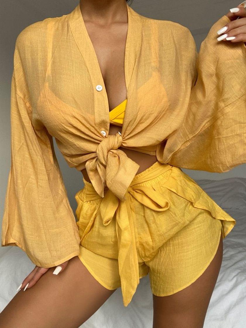 Moda Conjunto amarelo de praia