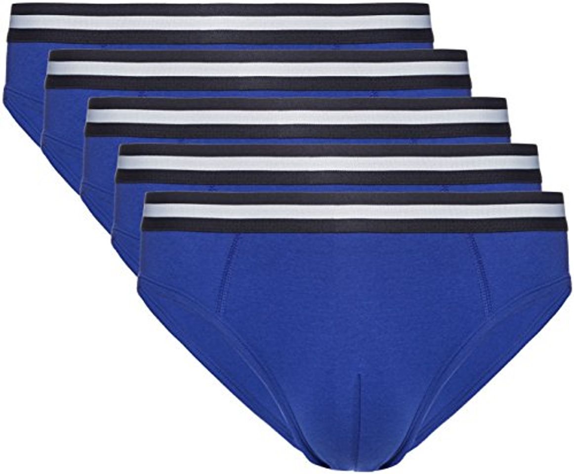 Moda Marca Amazon - find. Slip para Hombre Y-Front, Pack de 5, Azul