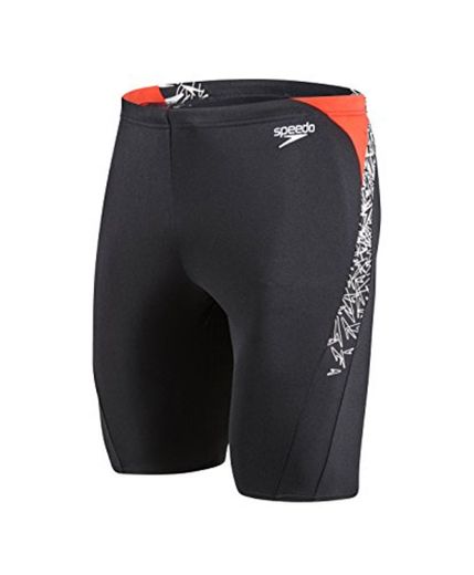 Speedo Boom Splice Bañador, Adult Male, Negra/Rojo, 36