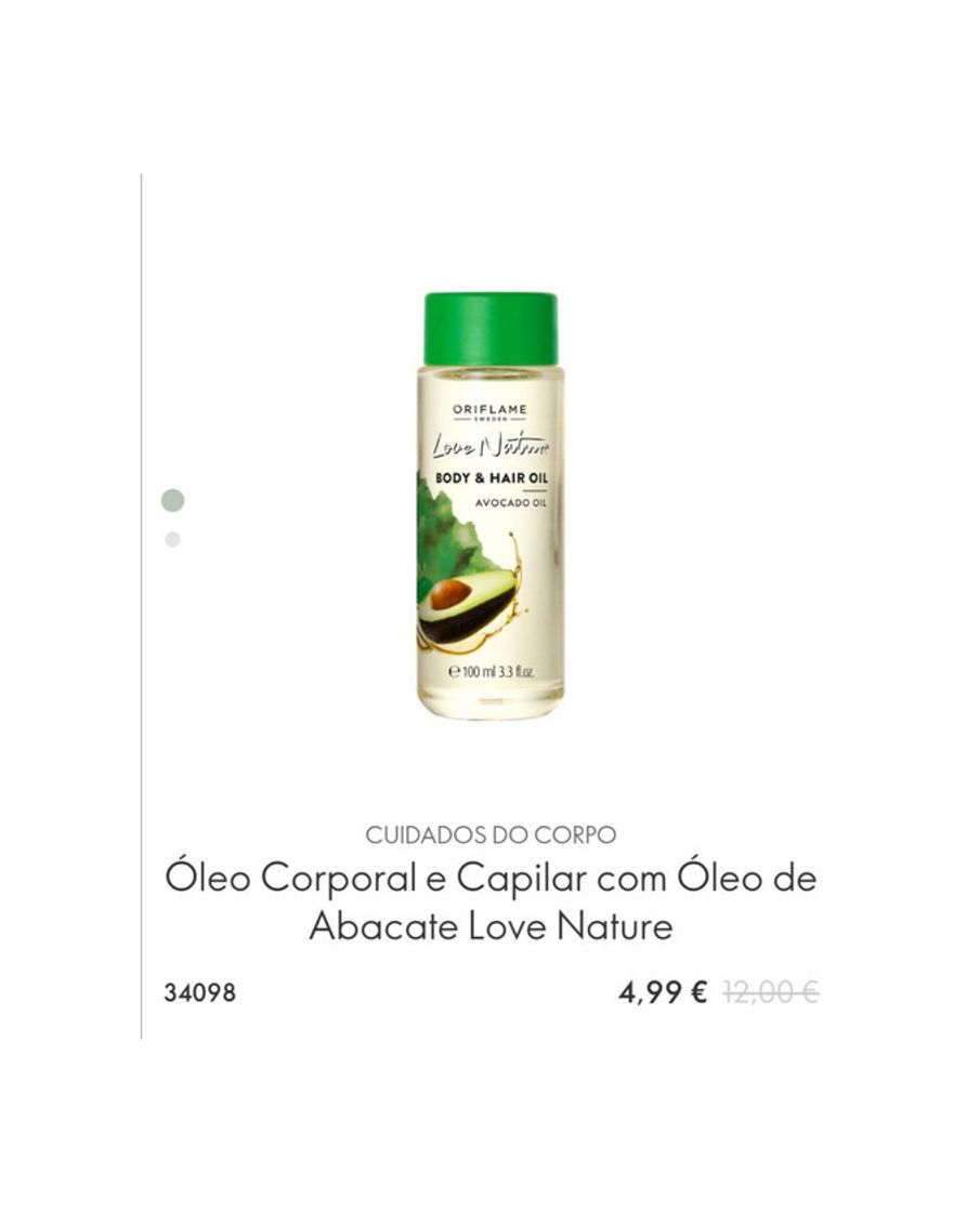 Productos Óleo corporal e capilar de abacate