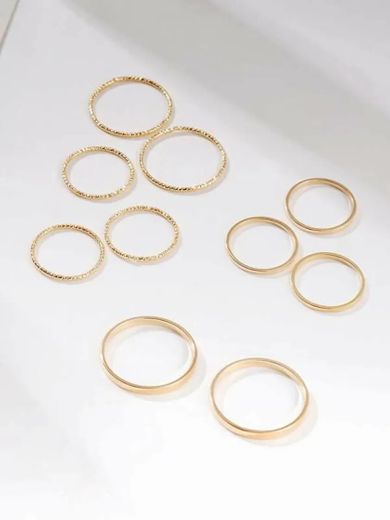 10 piezas doradas de anillo redondo | SHEIN 